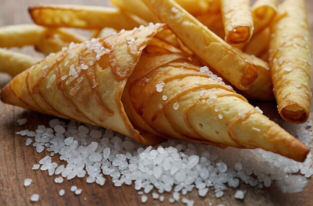 Foto patate fritte in cono con sale marino