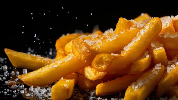 Photo fries golden sprinkled with sea salt