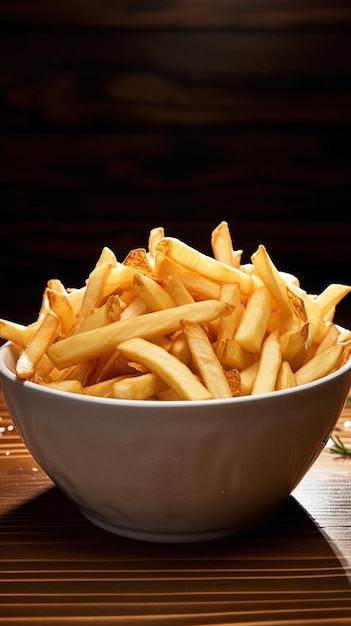 fries_realistic_shot_of_french_fries_served_in_a_bowl_UHD Wallpaper