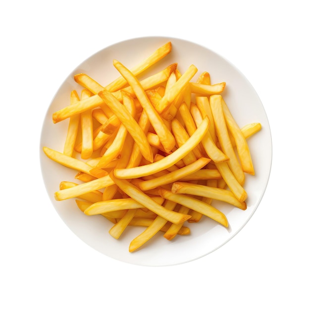 Photo fries on white plate on a white background