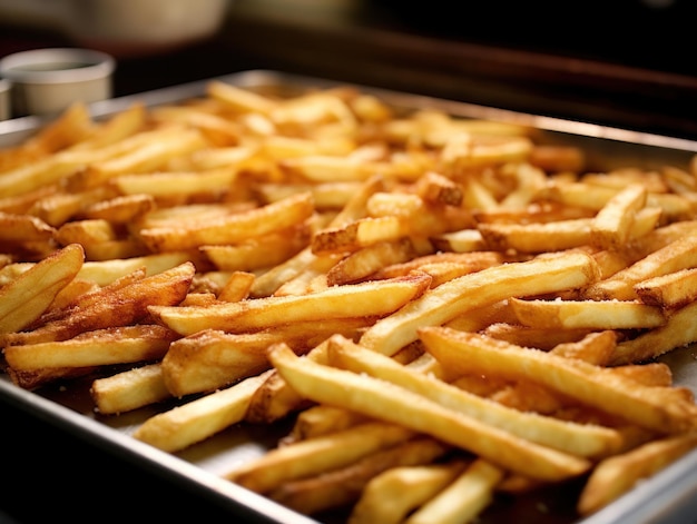 Foto frieten koken in friteuse bij generative ai in de keuken