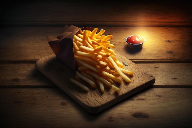 Frieten of chips met zure room en ketchup