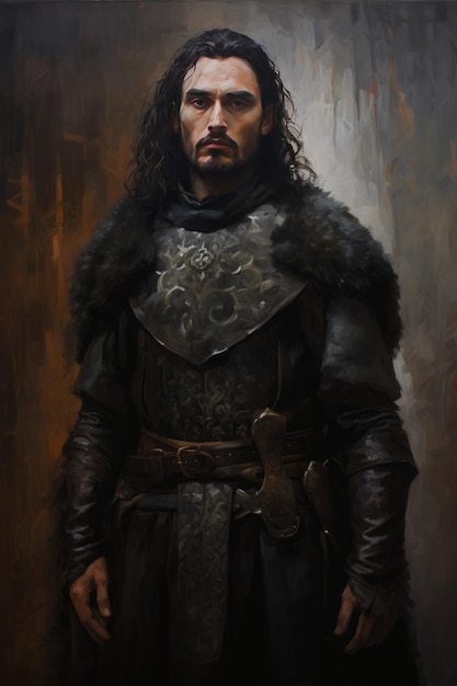 Frigid Majesty Dark Fantasy Aesthetic in Benjen Stark Lord of Winterfell A 1980s Oil Painting Tr