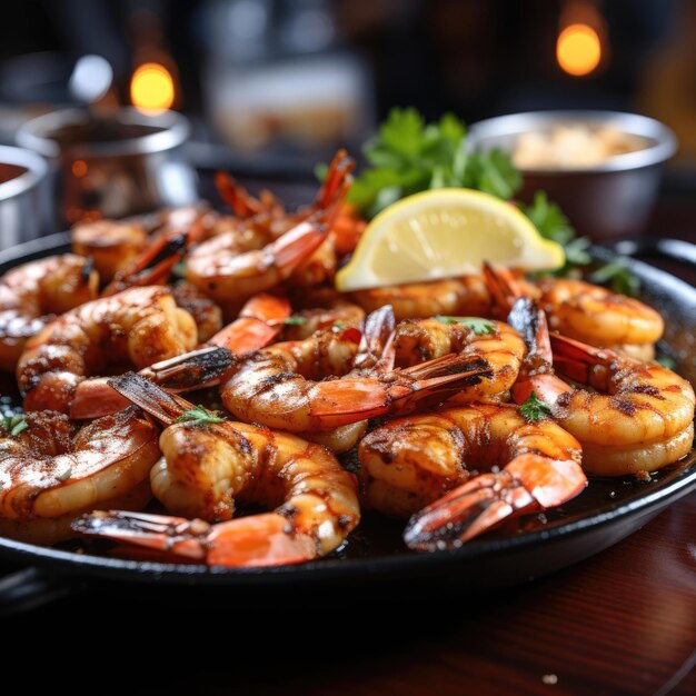 Foto frigideira de camarao garnalen gekookt in een pan met uien knoflook savory