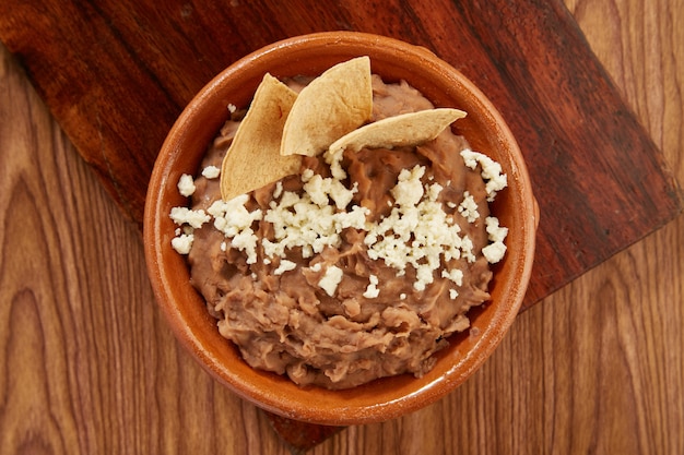 Foto frijoles bayos refritos comida tipica mexicana