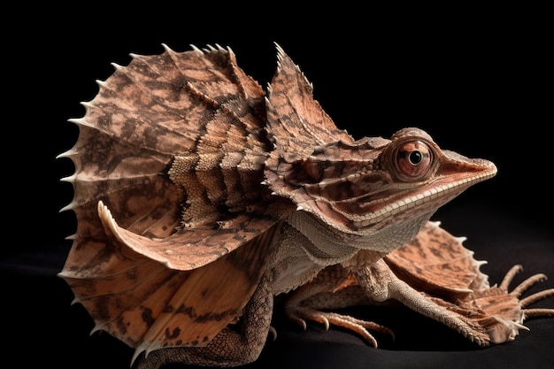 Frilled lizard with a large frill around its nec