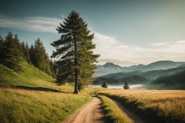 fris groen landschap van de berg hilol met oude landelijke weg aantrekkelijk zomer uitzicht op de Karpaten heuvel