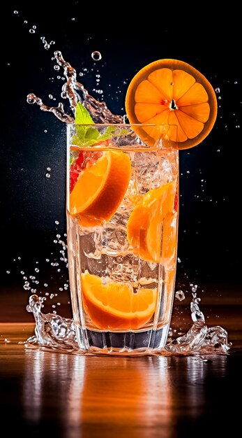 Fris koel oranje komkommer munt doordrenkt water detox drankje Ai gegenereerd