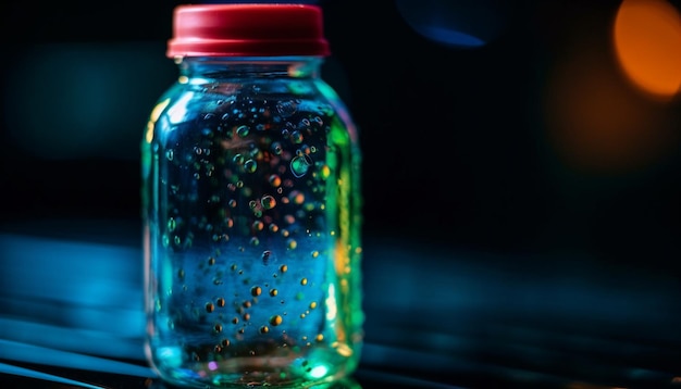Frisse drank gegoten in glazen ijsbellen gegenereerd door AI