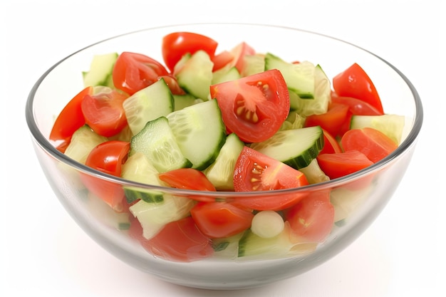 Foto frisse en verfrissende salade met groene tomaten en komkommers generatieve ai