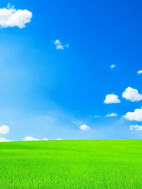 Frisse zomerblauwe lucht en gras dicht bij de natuur achtergrond