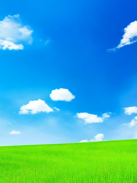 Frisse zomerblauwe lucht en gras dicht bij de natuur achtergrond