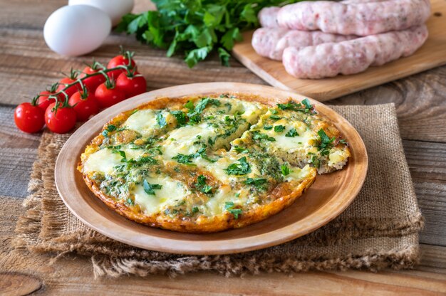 Frittata met gehakt en mozzarella