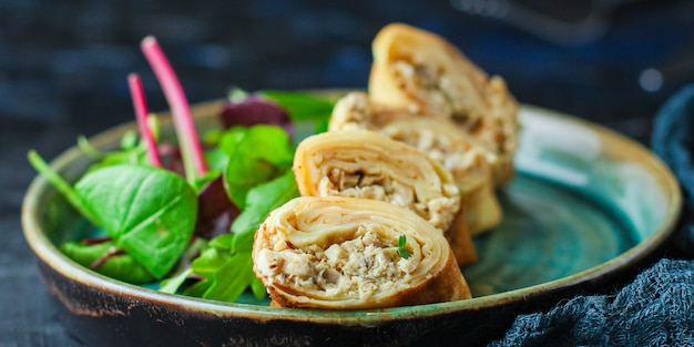 Fritter pancakes with chicken