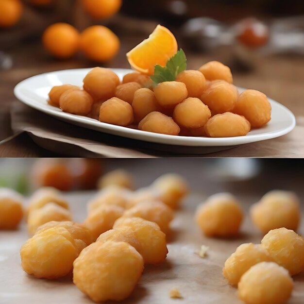 Photo the fritters are like small orange spheres that float in the air when fried ai