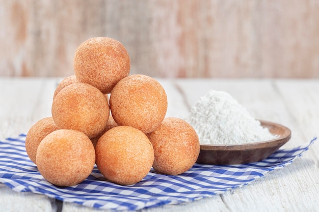 Fritters on the table typical Colombian food closeup image