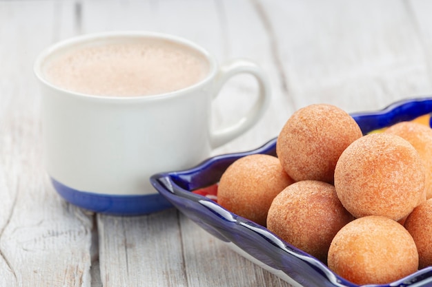 Fritters on the table typical Colombian food closeup image