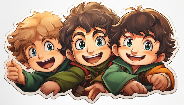 Foto frodo samwise merry pippin 4 hobbits adesivo