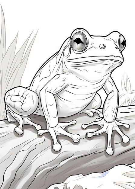 Frog Coloring Page Frog Line Art Coloring Page Frog Outline Drawing For Coloring Page Animal Coloring Page Frog Coloring Book AI Generative