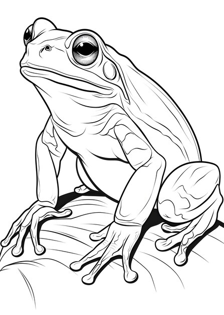 Photo frog coloring page frog line art coloring page frog outline drawing for coloring page animal coloring page frog coloring book ai generative