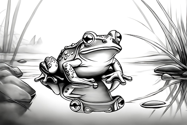 Photo frog coloring page printable qualityblack and white poster quality