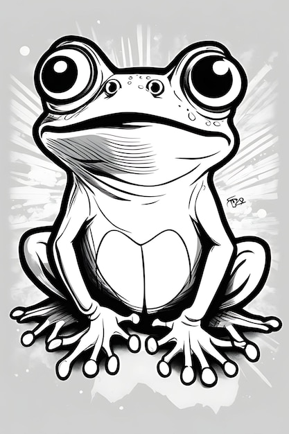 Frog Coloring page Printable qualityBlack and White Poster quality