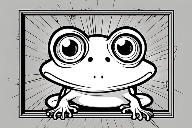 Frog Coloring page Printable qualityBlack and White Poster quality