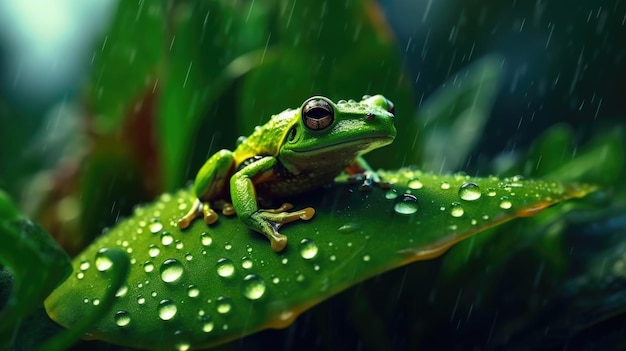 Frog and Glistening Leaf