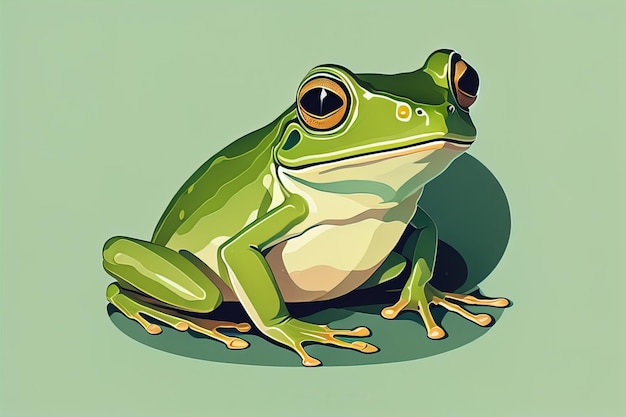 Photo frog on a green background vector illustration of a frog ai generative