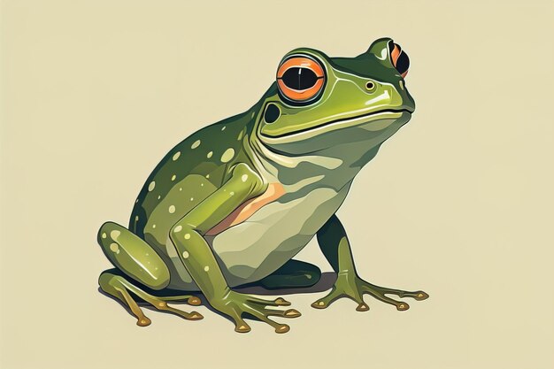 Photo frog on a green background vector illustration of a frog ai generative