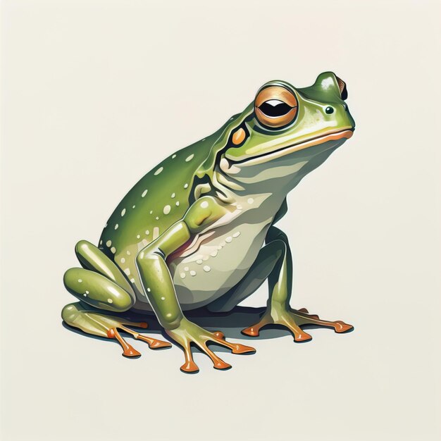 Photo frog on a green background vector illustration of a frog ai generative