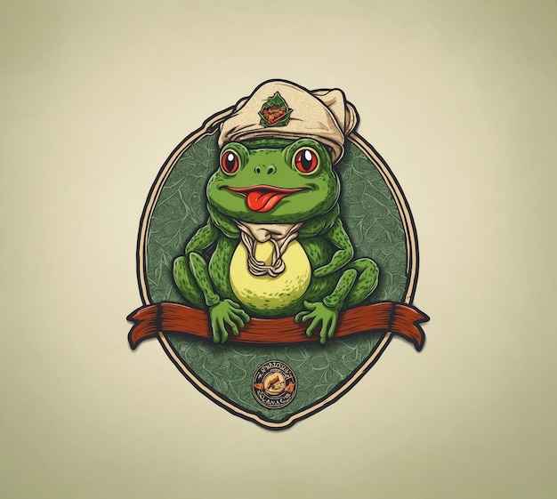 Photo frog in the hat of a pirate with a banner vector illustration