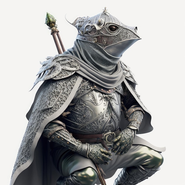 frog knight in white background