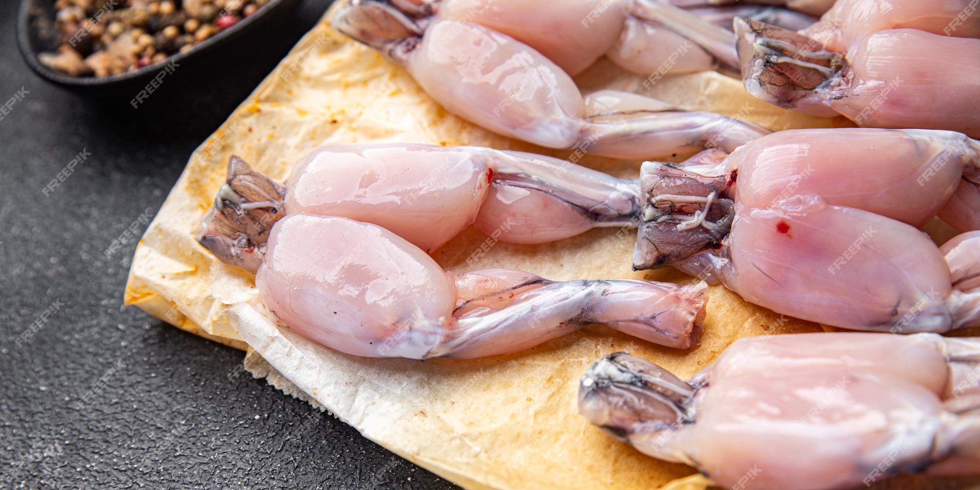 Premium Photo | Frog legs raw meat on the bone healthy meal food snack