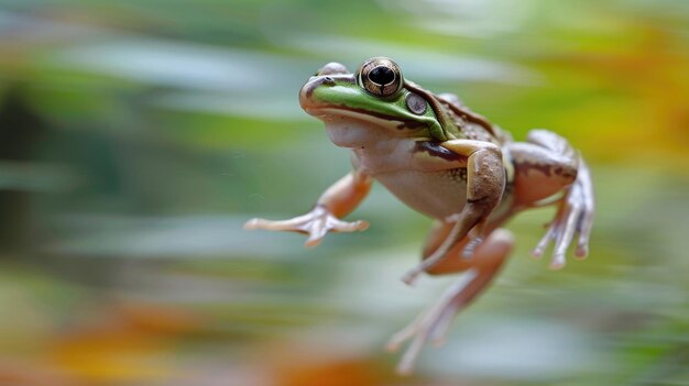 Photo frog in motion a snapshot of agility in the wild
