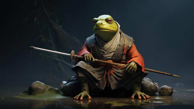 Photo frog ninja character concept ai generated image