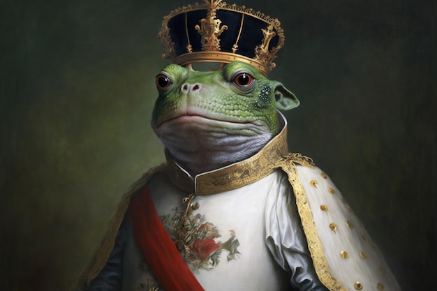 A frog prince is shown in a painting by person.