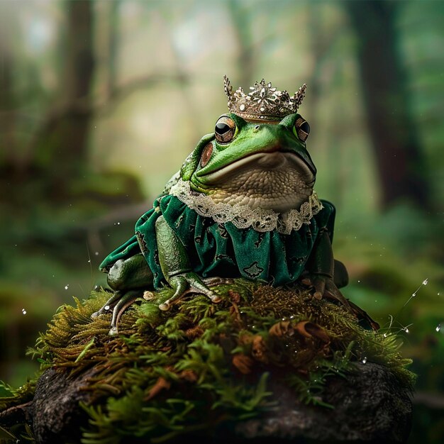 Photo a frog prince wearing a crown