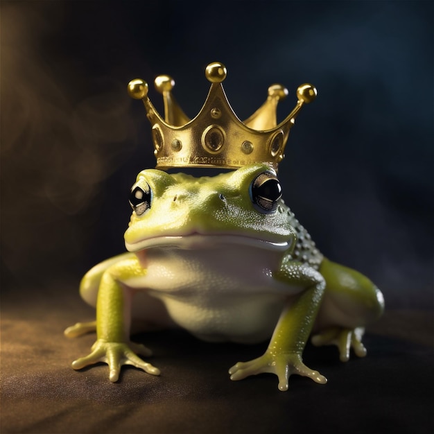 Frog prince wearing a gold crown AI generated content