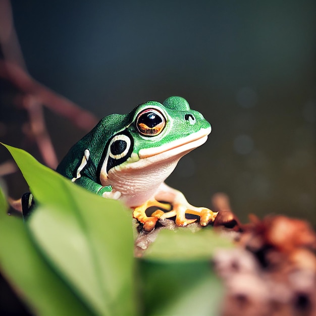 Photo frog in river ecosystem