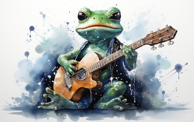 Frog Singing Watercolor Nursery Art Style Generative Ai