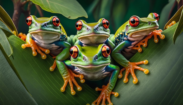 Frog sitting on a lily pad in nature generative ai