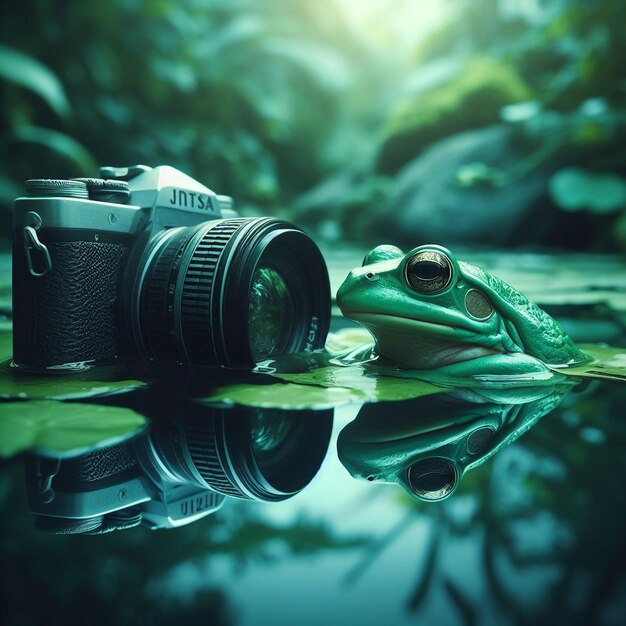 A frog sitting on a rock