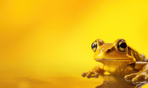 A frog sitting on a yellow background ai