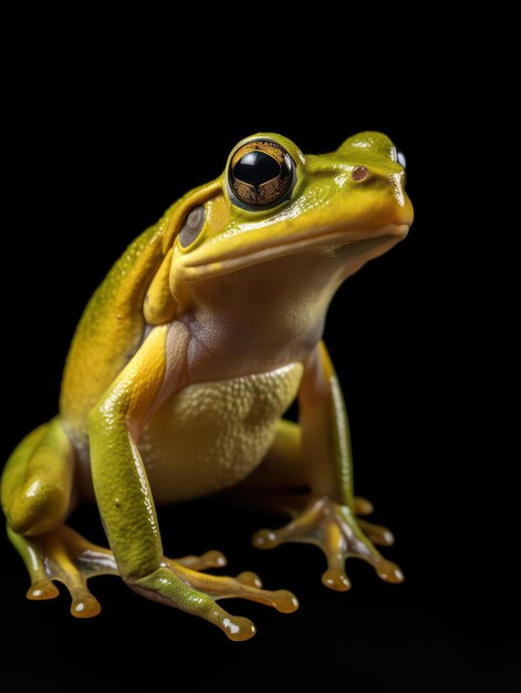 Foto studio frog shot isolato su sfondo nero chiaro ai generativa