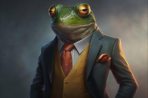 A frog in a suit Generative AI