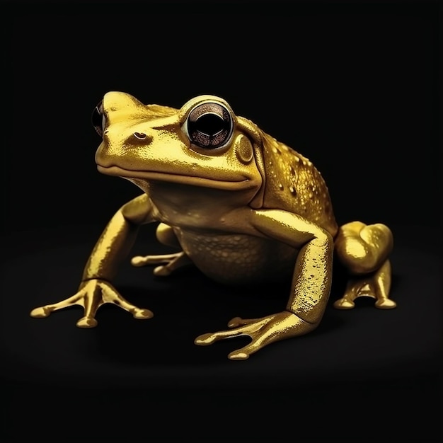 A frog that is sitting on a black background