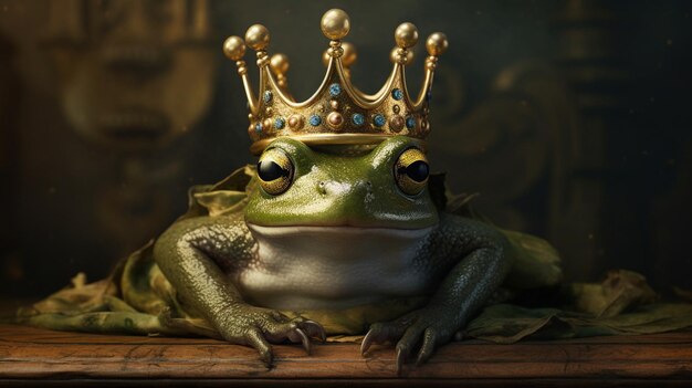 Photo a frog in tiny crown and cape ar wallpaper