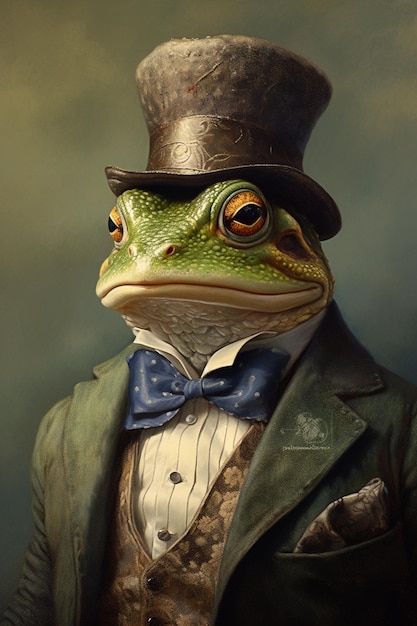 A frog in a top hat and top hat