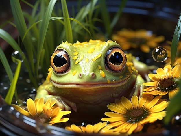 Frog in water HD 8K wallpaper Stock Photographic Image